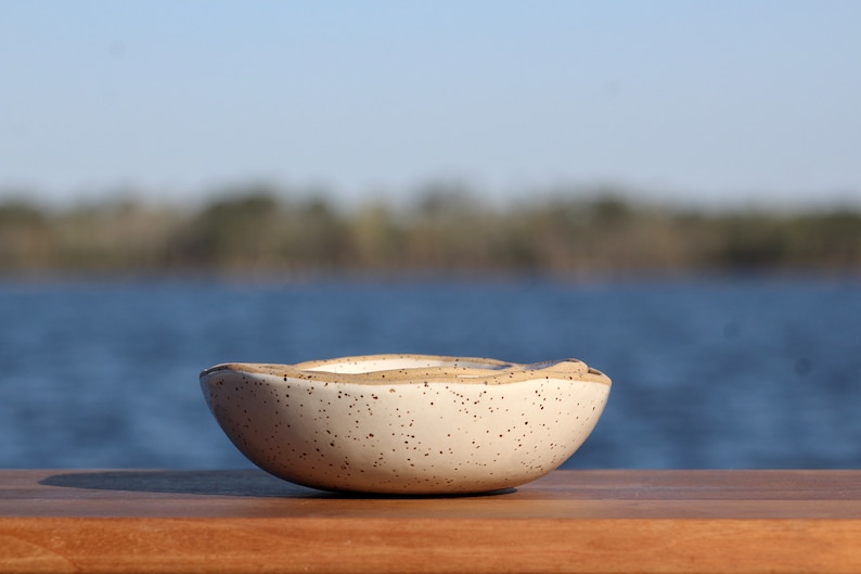 Speckled White Nesting Bowls Organic rim nesting bowls Handmade pottery bowls Pottery nesting bowls Salt of the Earth NC image 1