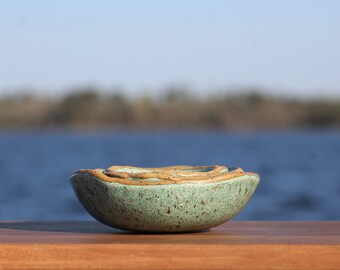 Sea foam teal Nesting Bowls - Organic rim nesting bowls - Handmade pottery bowls - Pottery nesting bowls - Salt of the Earth NC