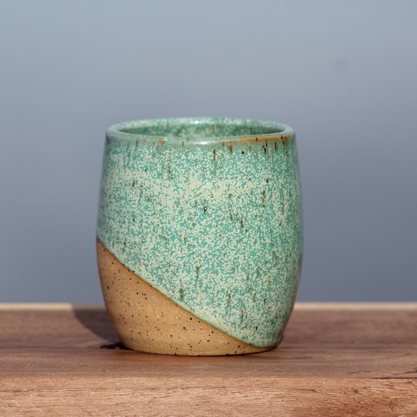 Sea Foam pottery tumbler - stemless wine tumbler -reusable cup -handleless mug -handmade pottery -Salt of the Earth Pottery