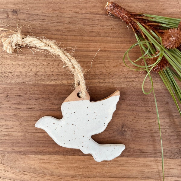 Turtle dove ornament - Bird Ornament - Songbird ornament - Christmas tree ornament -Handmade pottery ornament - Salt of the Earth NC