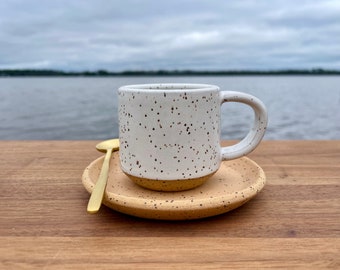 White Espresso Mug - Kids Mug - Stoneware Espresso Mug - Ceramic Espresso Mug- small handmade pottery mug - Salt of the Earth NC Pottery