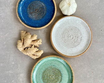 Garlic Grater - Ginger Grater - pottery grater - housewarming gifts - seaside home - coastal living- Salt of the Earth NC Pottery
