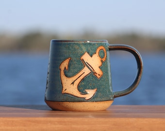 Anchor Mug - Nautical Mug - Boating mug - Handmade Mug - Mug for Dad - Gift for Him