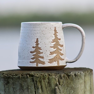 Evergreen tree mug - Christmas tree mug - Tree pottery - Christmas mug - Christmas pottery- Salt of the Earth NC Pottery