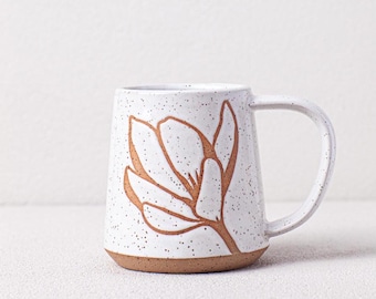 Magnolia Blossom Mug - Magnolia pottery mug - Botanical mug - Salt of the Earth Pottery
