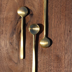 Gold Spoon brass spoon small gold spoon tapas spoon gold tea cup spoon gold app spoon Salt of the Earth Pottery image 2
