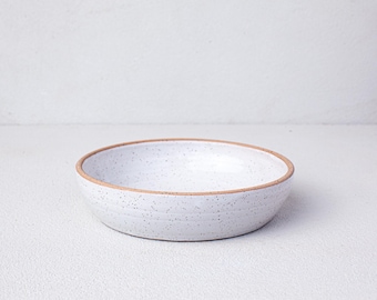 Speckled White 8" Dinner Bowl - handmade pasta bowl - grain bowl - pottery noodle bowl - Salt of the Earth NC Pottery