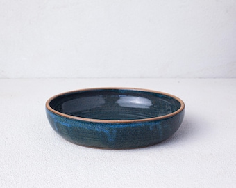 Offshore Blue 8&quot; Dinner Bowl - handmade pasta bowl - grain bowl - pottery noodle bowl - Salt of the Earth NC Pottery