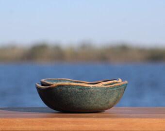 Offshore Blue Nesting Bowls - Organic rim nesting bowls - Handmade pottery bowls - Pottery nesting bowls - Salt of the Earth NC