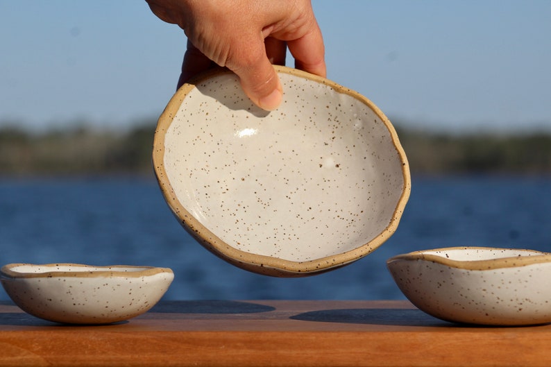 Speckled White Nesting Bowls Organic rim nesting bowls Handmade pottery bowls Pottery nesting bowls Salt of the Earth NC image 4