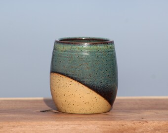 Offshore blue pottery tumbler - stemless wine tumbler -reusable cup -handleless mug -handmade pottery -Salt of the Earth Pottery