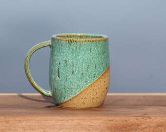 Sea foam angle dipped mug - speckled clay mug - coastal pottery mug - best friend mug - modern mug - Salt of the Earth