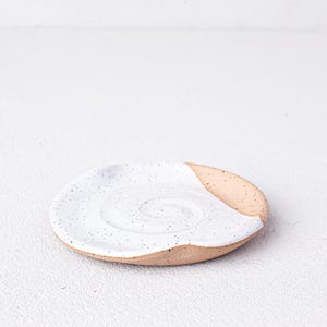White spoon rest- Self draining soap dish - speckled clay spoon rest - white soap dish -Wheel-thrown spoon rest -best seller spoon rest