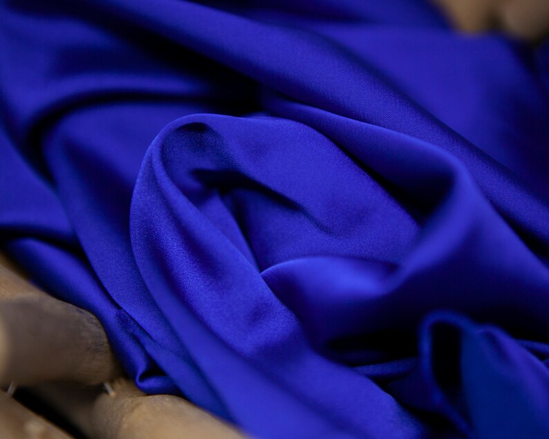 Cobalt Blue Silk Satin Fabric by the Meter Stretch Blue Slik Etsy UK