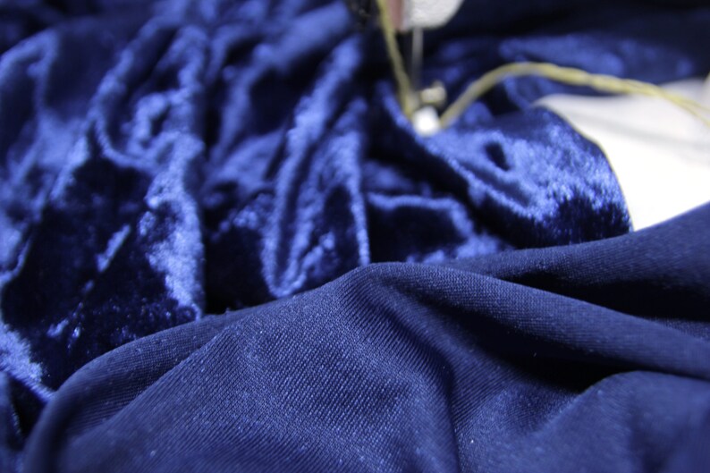 Navy crushed velvet fabric by meter Stretch navy blue velvet Etsy