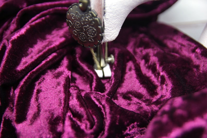 Burgundy crushed velvet fabric by meter Stretch burgundy velvet by the yard Burgundy fabric for formal dresses