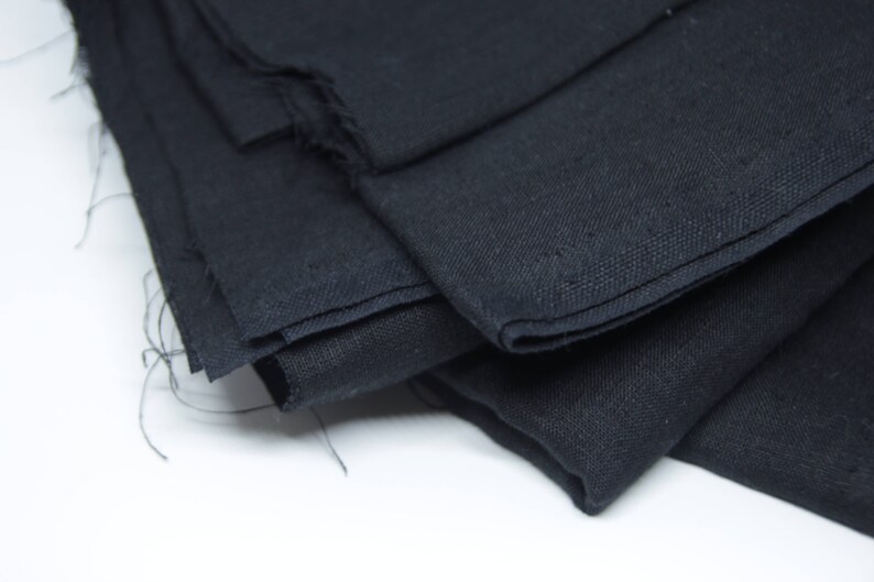 Black linen fabric Pure linen fabric Natural linen fabric by the yard 100/% black linen Pure black linen Solid black linen Medium black linen