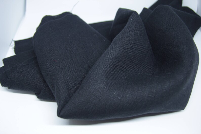 Black linen fabric Pure linen fabric Natural linen fabric by the yard 100/% black linen Pure black linen Solid black linen Medium black linen