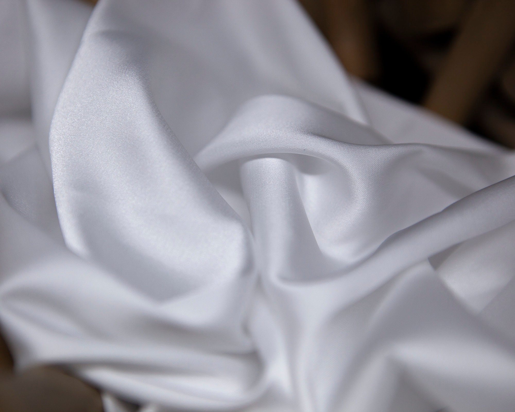 White silk satin fabric by the meter. Stretch white slik by | Etsy