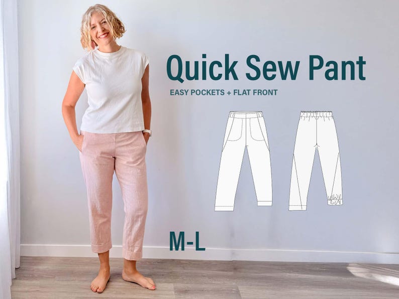 Easy Pull on Pants Sewing Pattern: Flattering Front | Tapered Leg (PDF ...