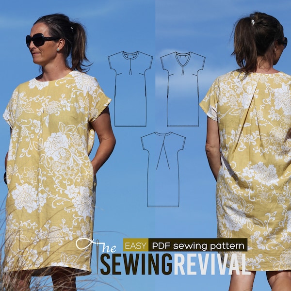 Stitchbird dress (sizes 10,12,14), PDF sewing pattern, DIGITAL DOWNLOAD, dress pattern, womens sewing pattern, pleat, The Sewing Revival