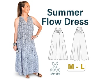 Flowing Boho Maxi Dress Sewing Pattern: Summer to Evening (PDF Digital Download, US 8-14)