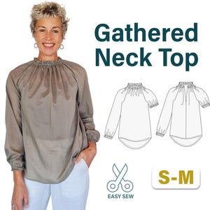 Classic Womens Shirt Pattern in Rayon Cotton or Linen Top Pattern | High Neck Blouse Pattern | Beginner Sewing Patterns Digital PDF | US 2-8