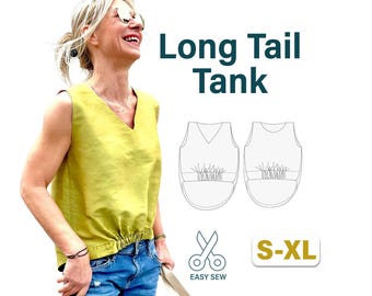 Tank Top Sewing Pattern: Women's Sleeveless Linen Top (PDF Digital Download US 2-20)