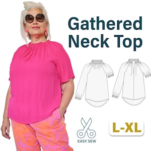 Classic Womens Shirt Pattern Rayon Cotton or Linen Top Pattern | High Neck Blouse Pattern | Beginner Sewing Patterns Digital PDF | US 14-20