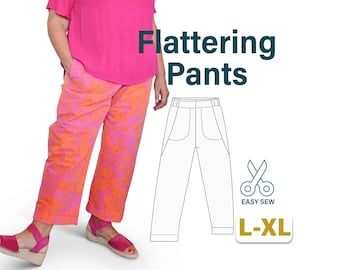Plus Size Pull-On Trouser Sewing Pattern | Easy Side Seam Pants (PDF Digital Pattern) US 14-20