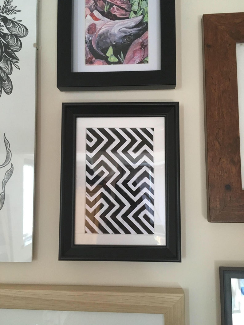 Geometric Optical Illusion \u2022 Hand Crafted Lino Print