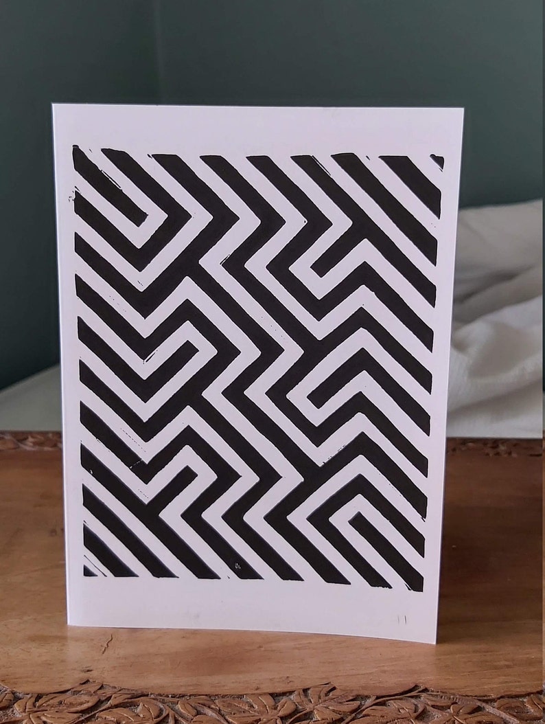 Geometric Optical Illusion \u2022 Hand Crafted Lino Print
