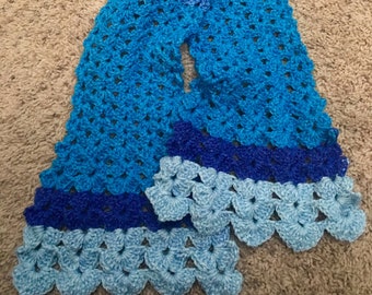 Handmad Scarf, Scarf, Crochet Scarf, Wrap, Extra-long Scarf, Gift for Her, Womens Scarf, Multi-colored Scarf, Blue Scarf,