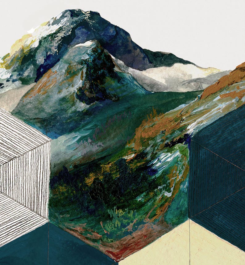 Mountainsides Archival art print painting of geometric mountainscape image 4