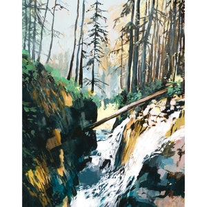 Sol Duc Falls Archival Print of Painting of Waterfall in - Etsy