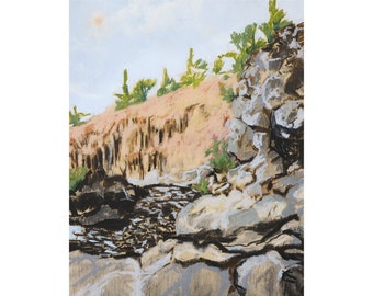 Bedrock - Archival print of painting of Mosier Falls