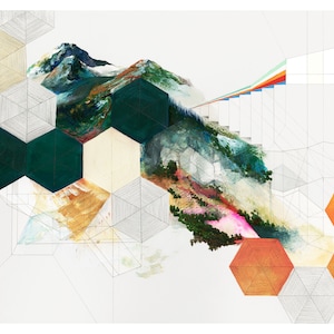 Bergssidor - Arkivkonsttryck av geometriskt bergslandskap | 24"x30"