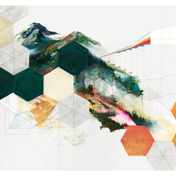 Bergssidor - Arkivkonsttryck av geometriskt bergslandskap | 24"x30"