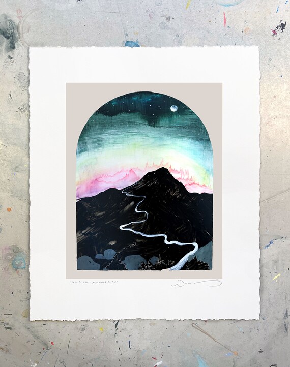 Black Mountain - Archival Print of Painting of Mountain Silhouette