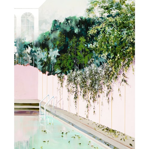 Pool Garden - Archival print of painting shops of swimming pool in jasmine garden