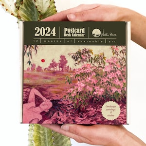 Calendario de escritorio con postales de 2024: 12 meses de pinturas de paisajes para compartir de Noelle Phares