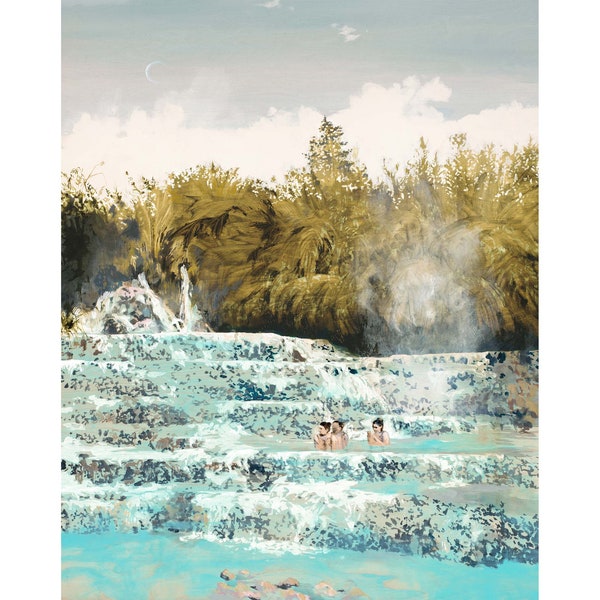 Saturnia - Archival print of painting of Saturnia Hot Springs in Tuscany, Italy