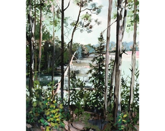 Lakeview - Archival print of painting of lakeshore in Wisconsin