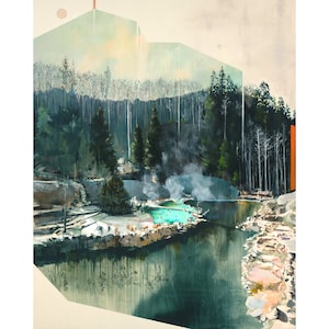Strawberry - Stampa d'archivio del dipinto di Strawberry Hot Springs a Steamboat, Colorado
