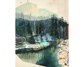 Strawberry - Archival print of painting of Strawberry Hot Springs in Steamboat, CO