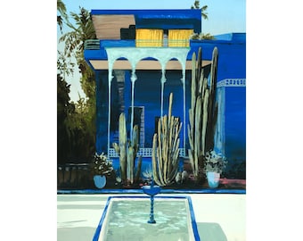 Marrakech - Archival print of painting of Morocco's Le Jardin Marjorelle | 8"x10"