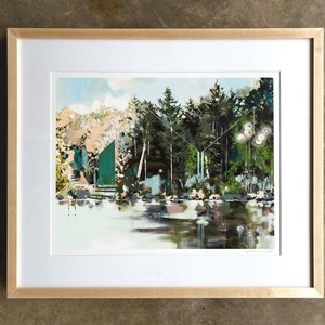 Preservationists Archival print of painting of midmodern architecture in lake forest image 2