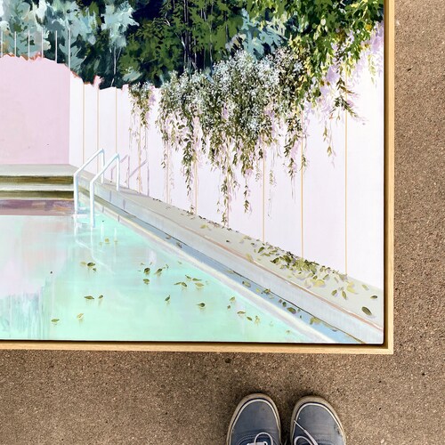 Pool Garden - Archival print of painting shops of swimming pool in jasmine garden