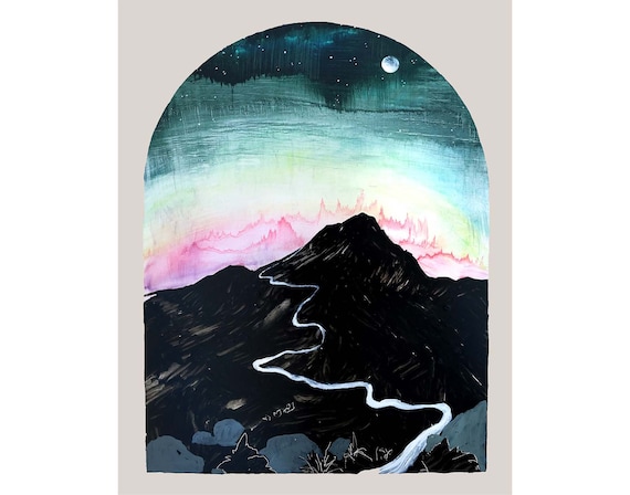 Black Mountain - Archival Print of Painting of Mountain Silhouette