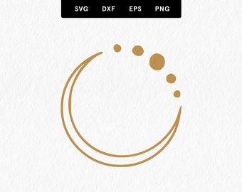 Celestial Moon SVG, Celestial SVG Cut File, Clean Moon Clipart, Boho Moon Vector, Boho Moon SVG, Commercial Use, svg, dxf, eps, png